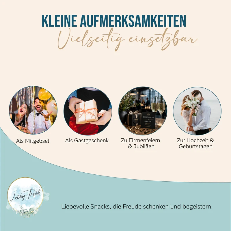 Glückskekse Hochzeit 25er Set gold weiß mit Blütenmuster