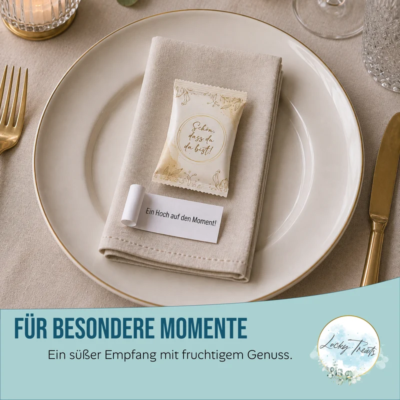 Glückskekse Hochzeit 25er Set gold weiß mit Blütenmuster
