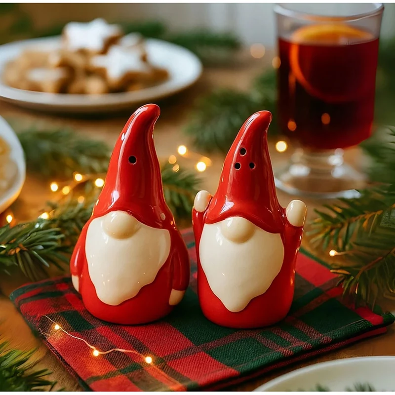 Christmas Gonk Salt and Pepper Shakers | Ceramic Gnome Salt & Pepper Set