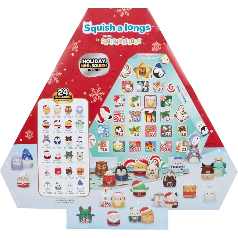 24 Day Squish-a-longs Squishmallows Christmas Advent Calendar, Ring Attachment