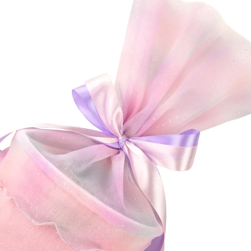 Schultüte aus Leinen & Glitzer Tüll individualisierbar mit Wunschname 70 cm - rosa - Einhorn