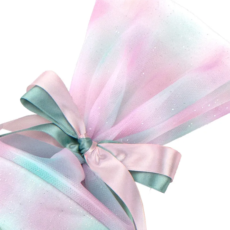 Schultüte aus Leinen & Glitzer Tüll individualisierbar mit Wunschname 70 cm - mint - Schmetterling