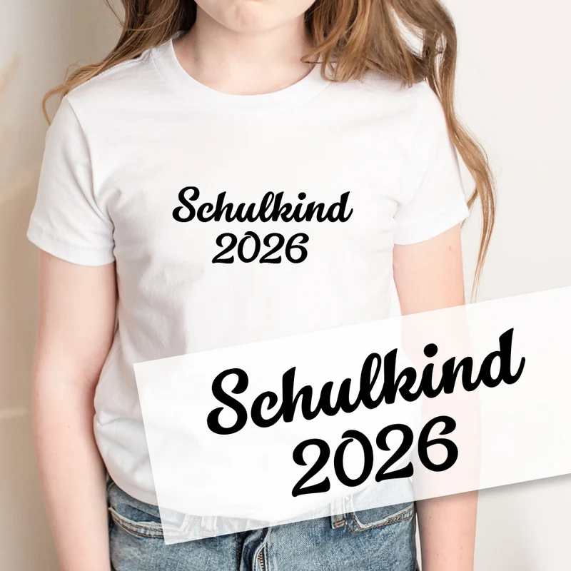 Bügelbild - Schulkind - Schultüte Wunschname & Wunschjahr - geschwungen