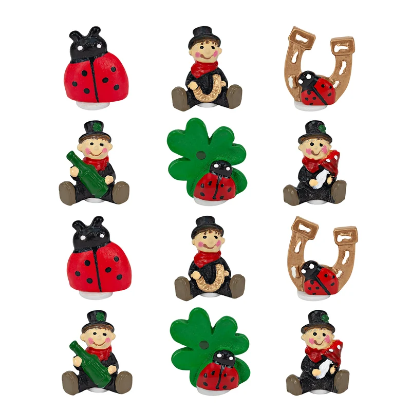 12er Set Streudeko Silvester Glückssymbole ca. 2 bis 3 cm