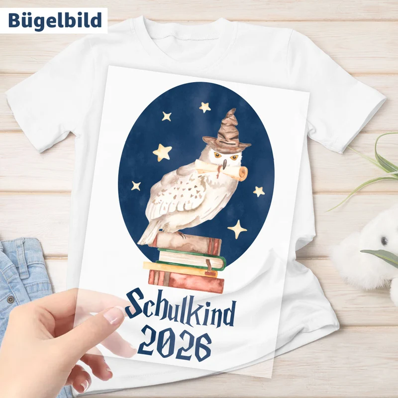 Bügelbild - Schulkind - Wunschname & Wunschjahr - Zauberschule