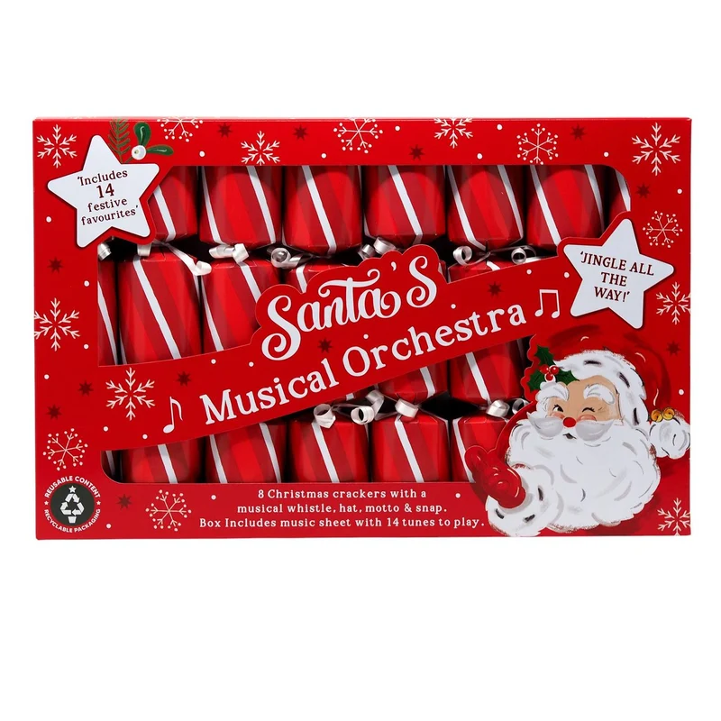 Santa Musical Orchestra Christmas Crackers | 8 Musical Whistle Family Crackers