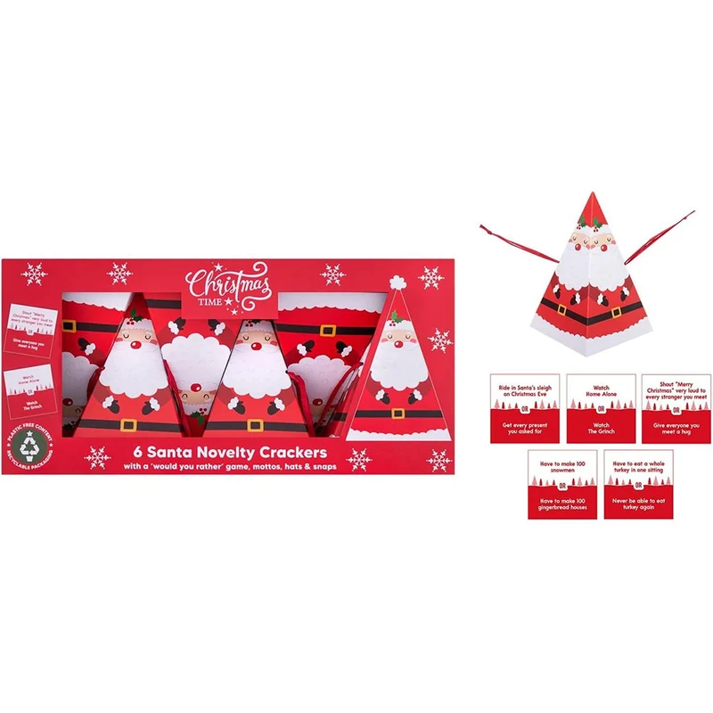 Set of 6 Santa Crackers with Would You Rather Game | Novelty Christmas Crackers