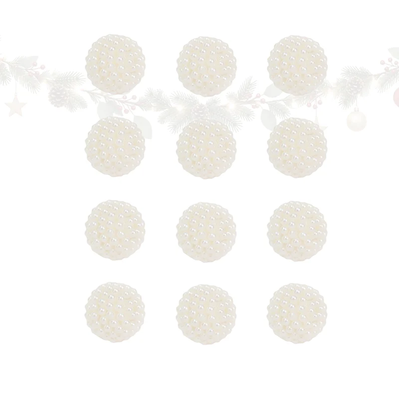 12er Set Deko-Perlen aus Kunststoff, Weiss, Ø 2 cm