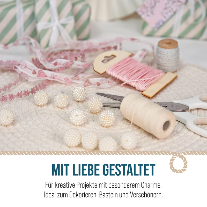 12er Set Deko-Perlen aus Kunststoff, Weiss, Ø 2 cm