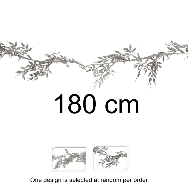 Silver Leaf Christmas Garland | Artificial Vine for Christmas Tree - 180cm