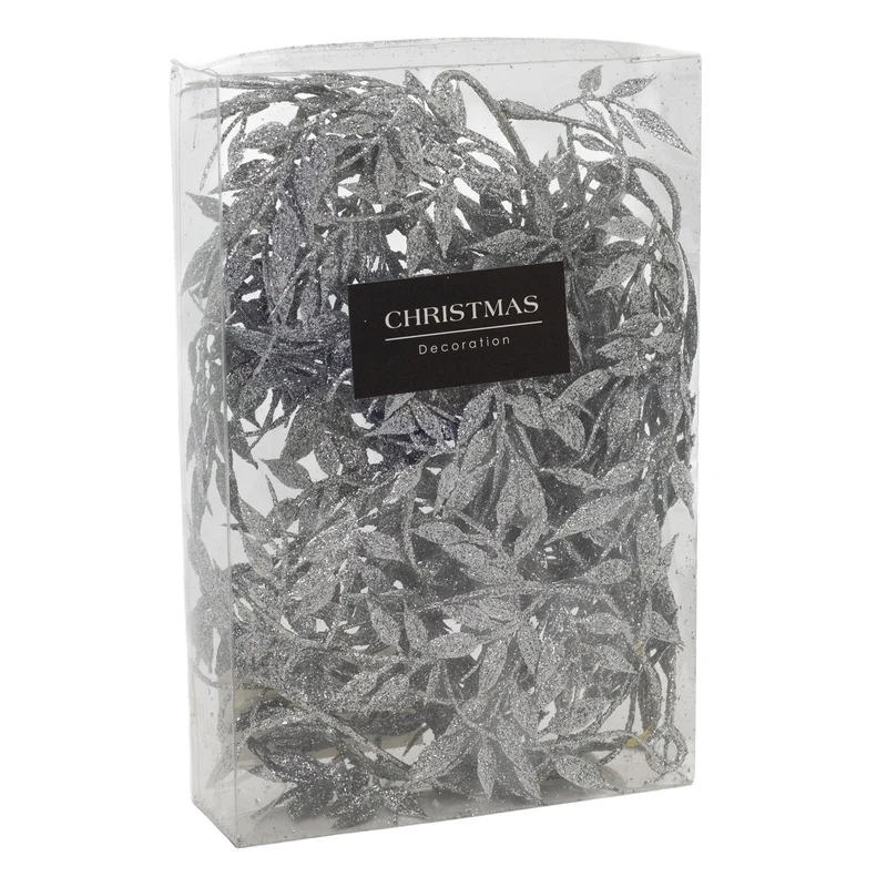 Silver Leaf Christmas Garland | Artificial Vine for Christmas Tree - 180cm