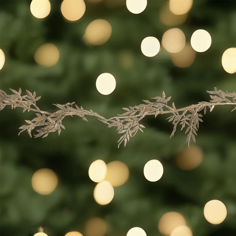 Champagne Gold Leaf Christmas Garland | Artificial Vine for Christmas Tree