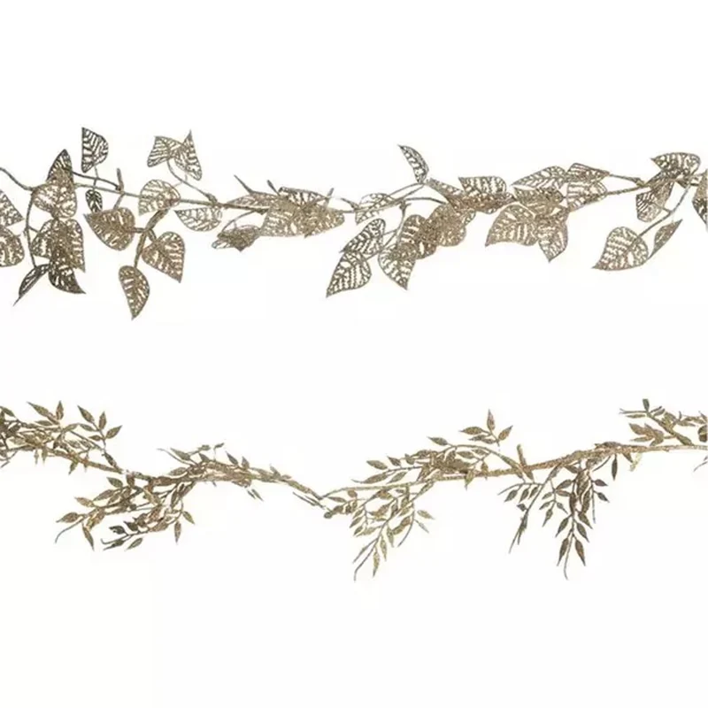 Champagne Gold Leaf Christmas Garland | Artificial Vine for Christmas Tree