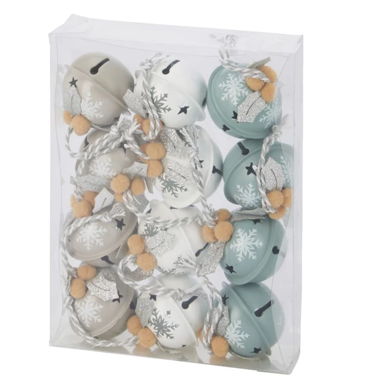 Set of 12 Small Pastel Jingle Bell Baubles Jingle Bell Christmas Tree Ornaments