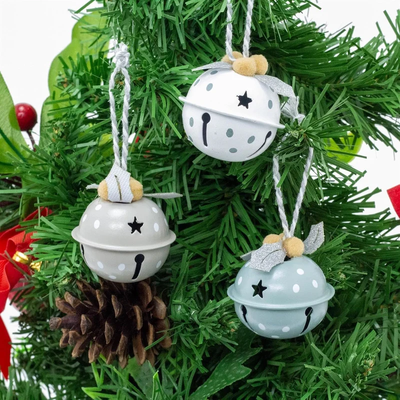 Set of 12 Small Pastel Jingle Bell Baubles Jingle Bell Christmas Tree Ornaments