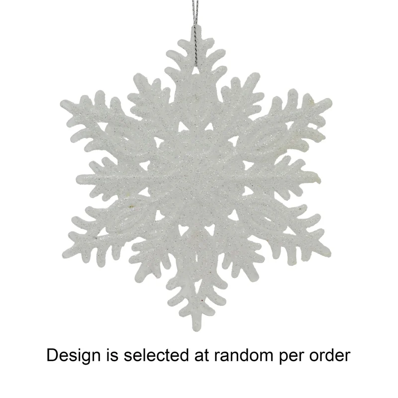 White Snowflake Glitter Bauble | Snowflake Christmas Tree Ornament - 10cm