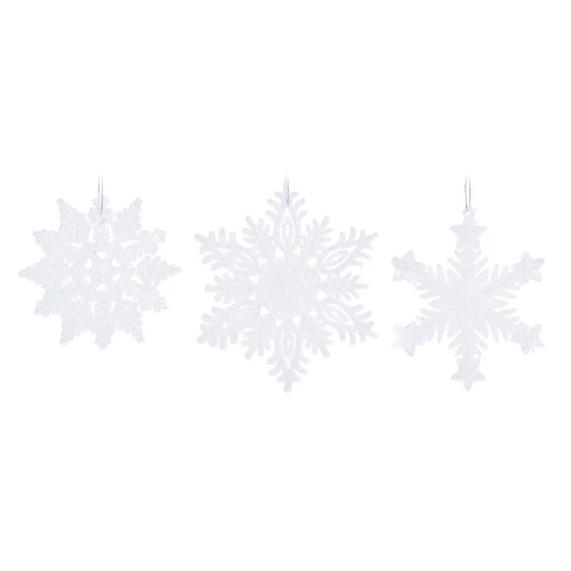 White Snowflake Glitter Bauble | Snowflake Christmas Tree Ornament - 10cm