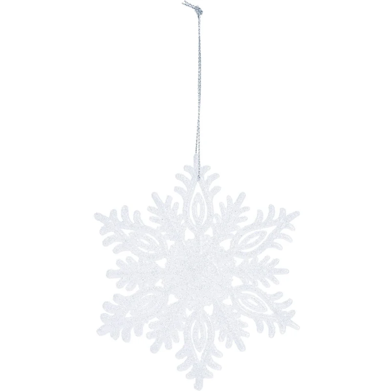 White Snowflake Glitter Bauble | Snowflake Christmas Tree Ornament - 10cm