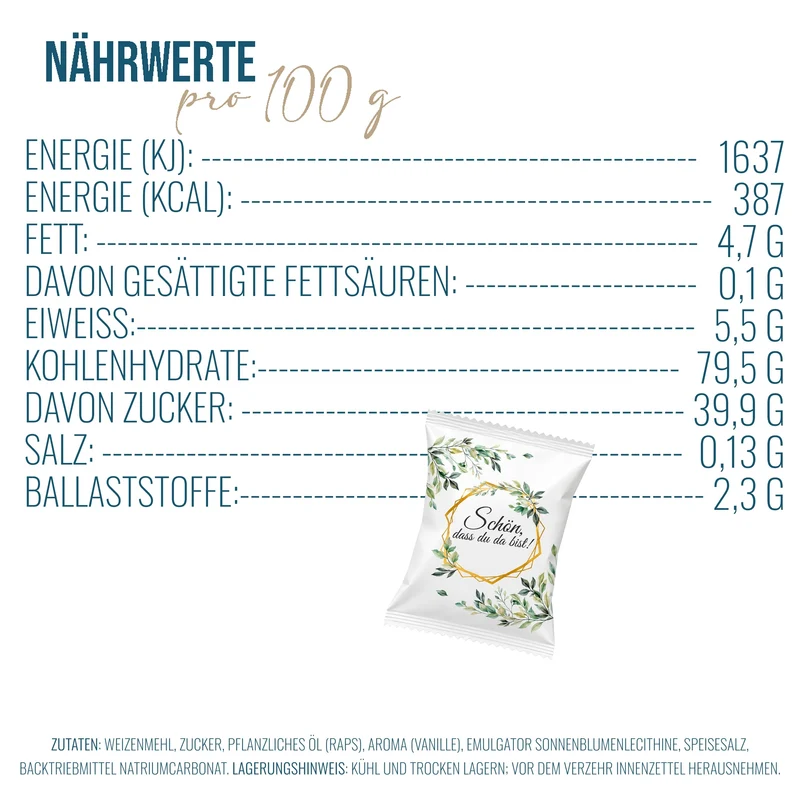Glückskekse Schön, dass du da bist, Weiß, einzeln verpackt
