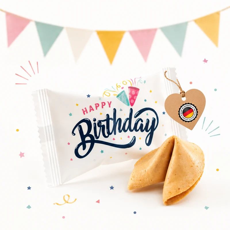 Glückskekse Happy Birthday, einzeln verpackt für Geburtstage