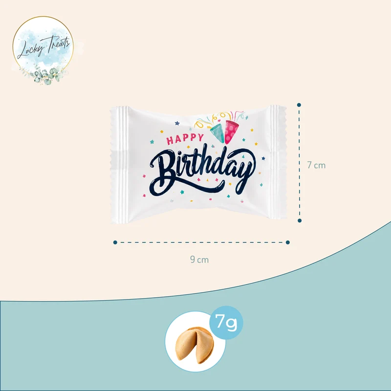 Glückskekse Happy Birthday, einzeln verpackt für Geburtstage