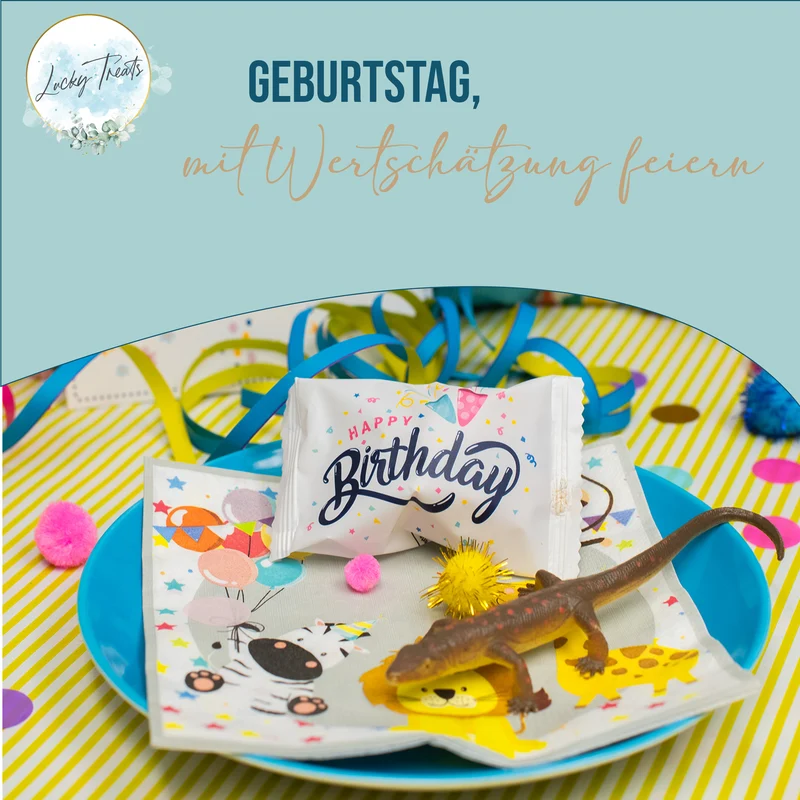 Glückskekse Happy Birthday, einzeln verpackt für Geburtstage