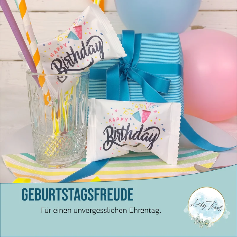 Glückskekse Happy Birthday, einzeln verpackt für Geburtstage