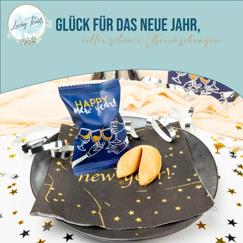 Glückskekse Silvester, Salted Caramel, einzeln verpackt