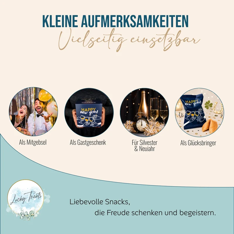 Glückskekse Silvester, Salted Caramel, einzeln verpackt