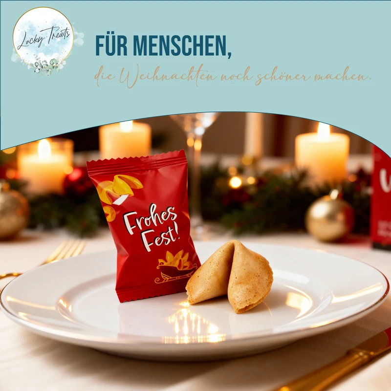 Glückskekse Weihnachten, Lebkuchen-Geschmack, einzeln verpackt