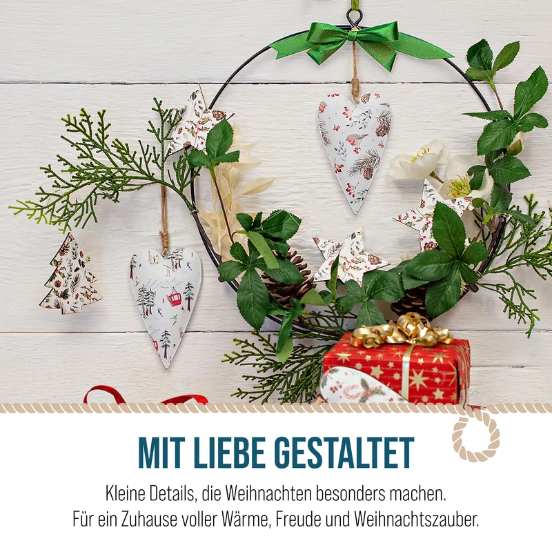 Metall-Herz Winter-Dekor 3er-Set H ca. 11 x B 7 cm zum Aufhängen