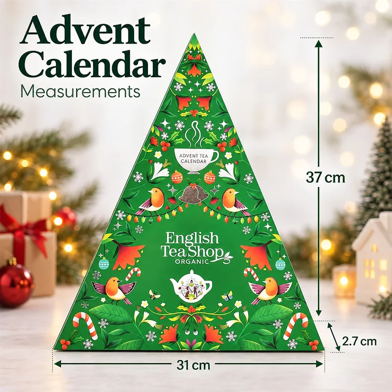 Organic Tea Christmas Advent Calendar, 25 Pyramid Tea Bags, 13 Flavour Selection
