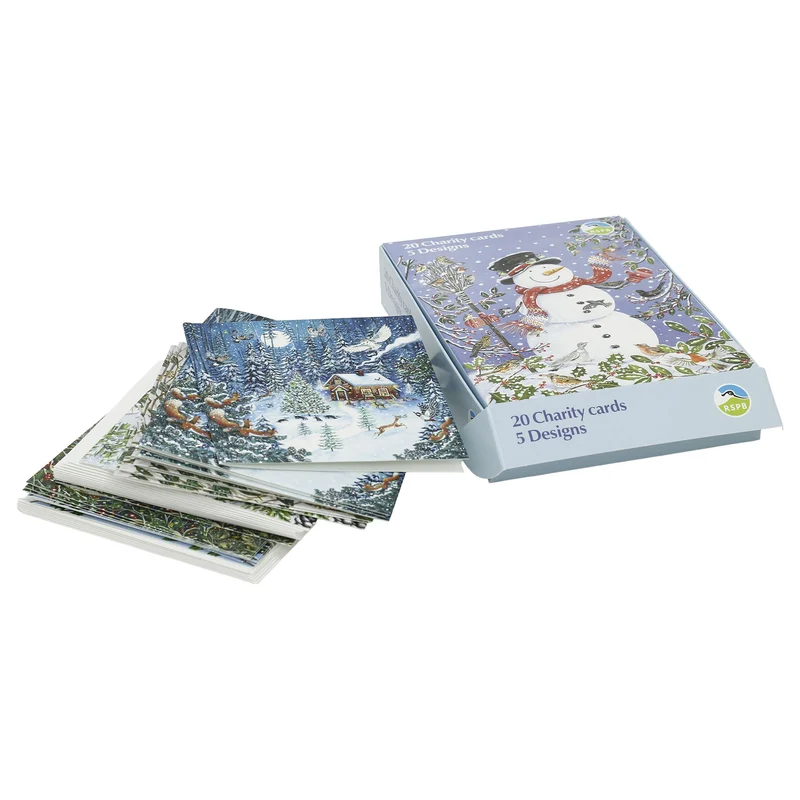 RSPB Charity Christmas Cards Box of 20 Christmas Cards with 5 Designs, Wildlife