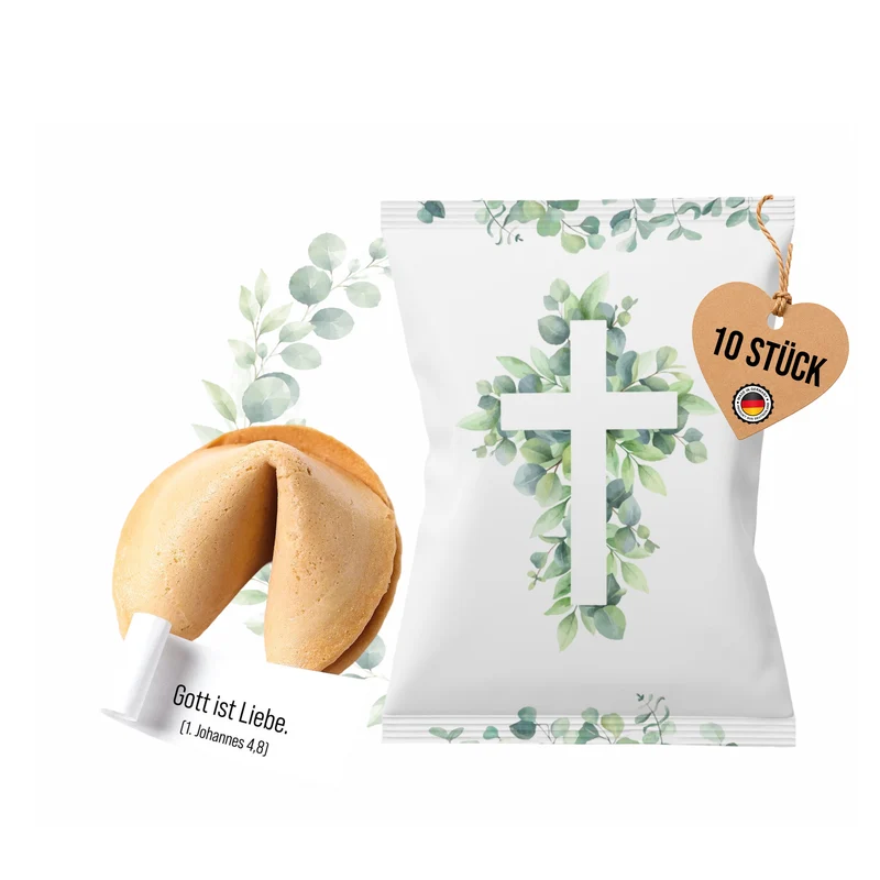 Glückskekse mit Bibelsprüchen 25er Set Kreuz & Eukalyptus