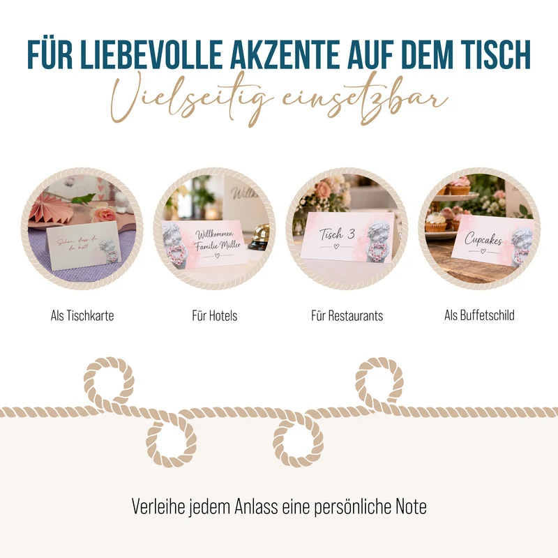 Tischkarten Taufe und Kommunion 25 Stück mit Engel in Rosa-Weiß, 8,5 × 5,5 cm