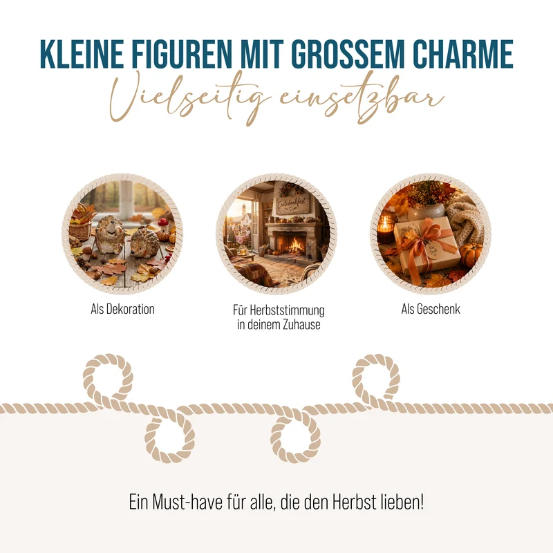 Igelfiguren Herbstdeko 2er Set in Brauntönen für Tisch & Kommode