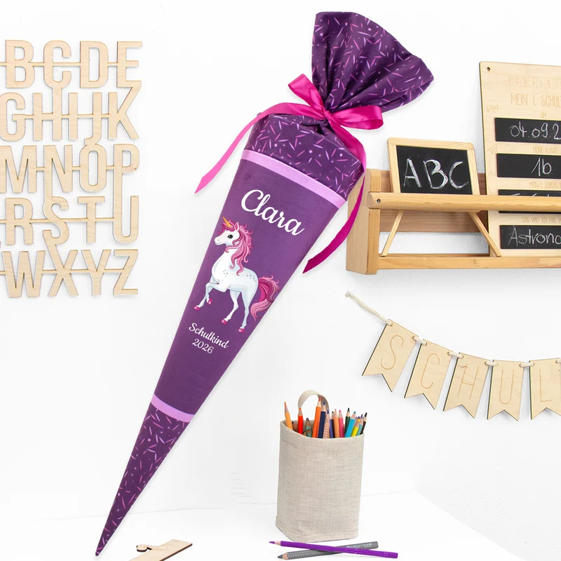 Deine Schultüte aus Stoff mit Wunschname - Mädchen Modell 18 - 85 cm