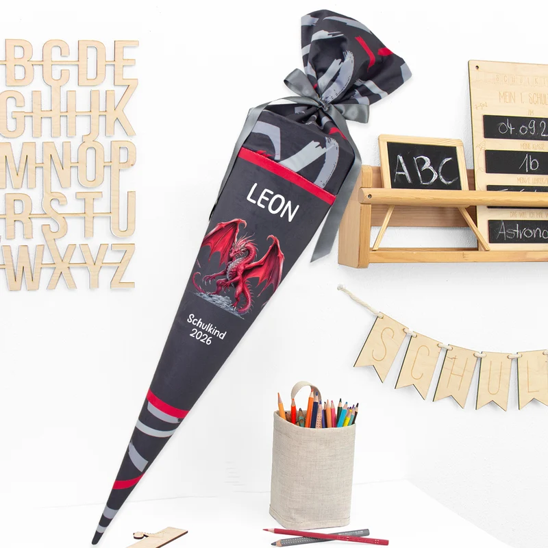 Deine Schultüte aus Stoff mit Wunschname - Jungs Modell 15 - 70 cm