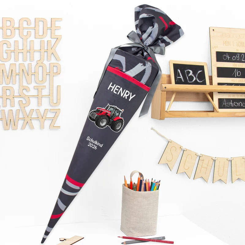Deine Schultüte aus Stoff mit Wunschname - Jungs Modell 15 - 70 cm