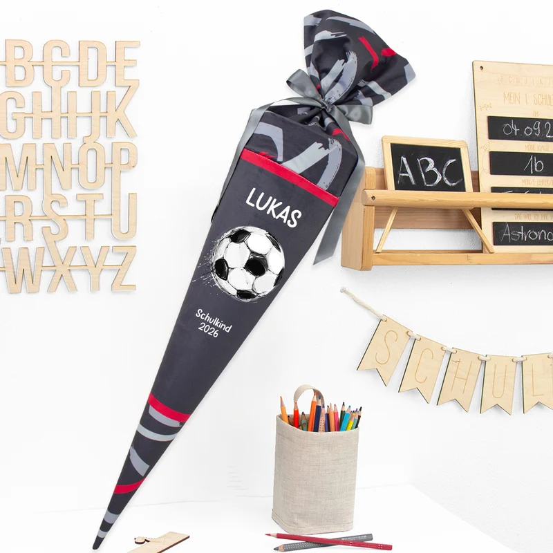 Deine Schultüte aus Stoff mit Wunschname - Jungs Modell 15 - 70 cm