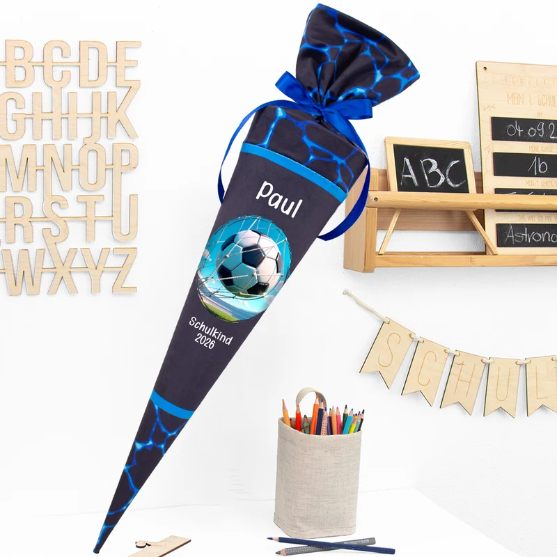 Deine Schultüte aus Stoff mit Wunschname - Jungs Modell 13 - 70 cm