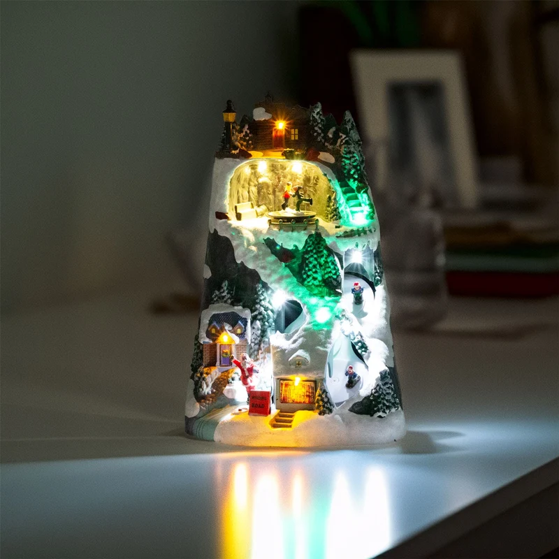 LED Ski Slope | Illuminated LED Christmas Ornament with Movement - 30cm