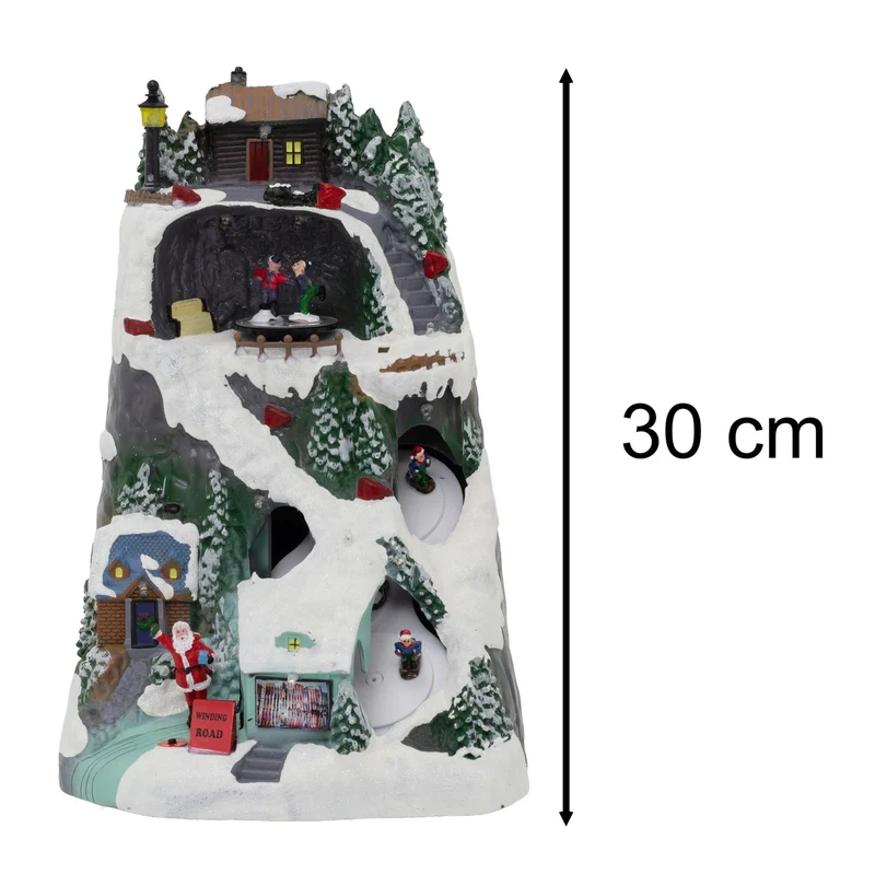 LED Ski Slope | Illuminated LED Christmas Ornament with Movement - 30cm