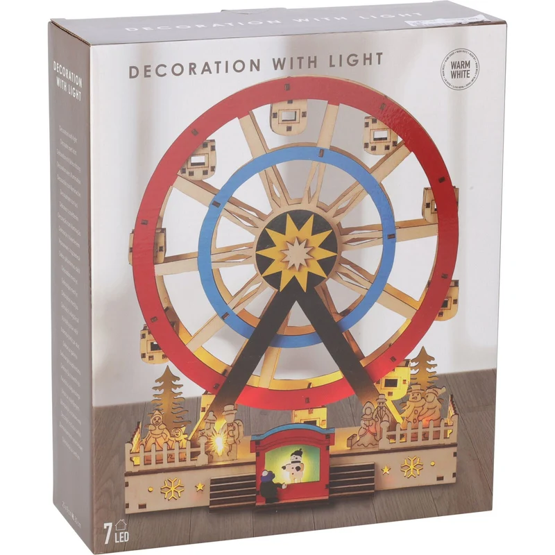 Christmas LED Ferris Wheel Ornament | Light-up Big Wheel Spinning Decoration