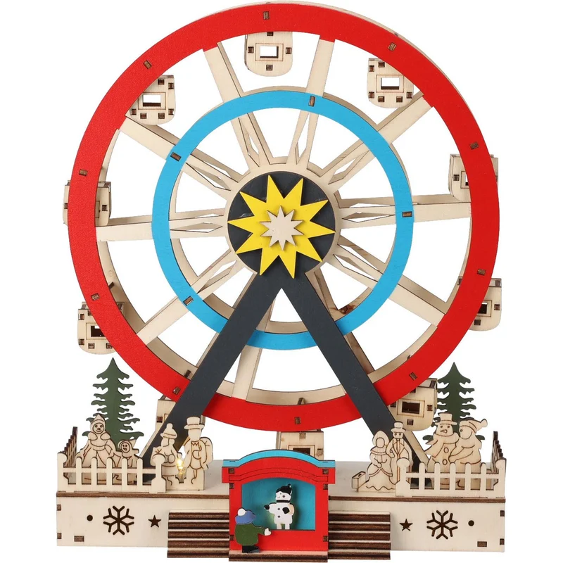 Christmas LED Ferris Wheel Ornament | Light-up Big Wheel Spinning Decoration