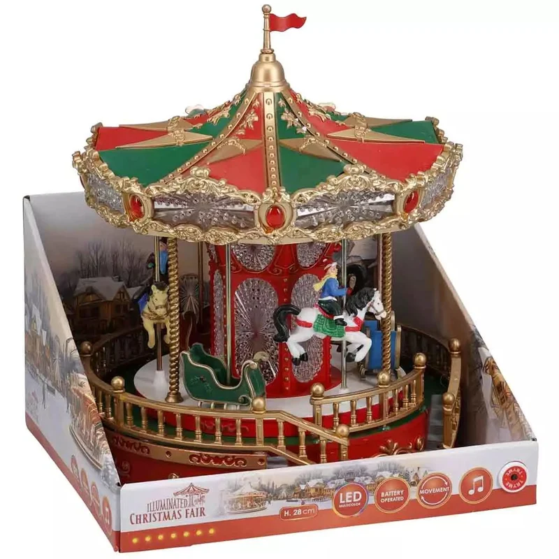 LED Christmas Fair Carousel | Rotating Musical Illuminated Carousel Ornament