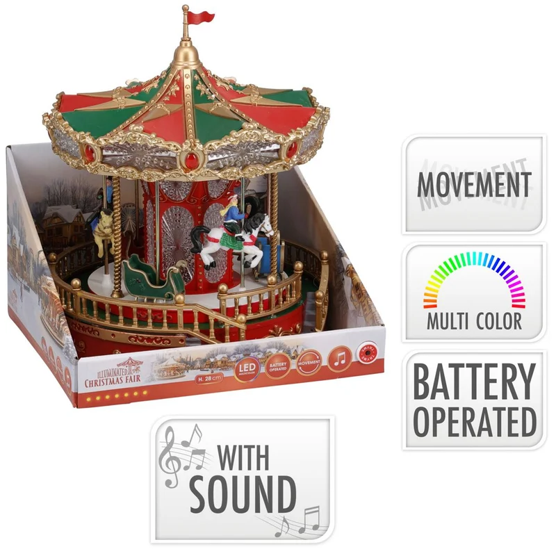 LED Christmas Fair Carousel | Rotating Musical Illuminated Carousel Ornament