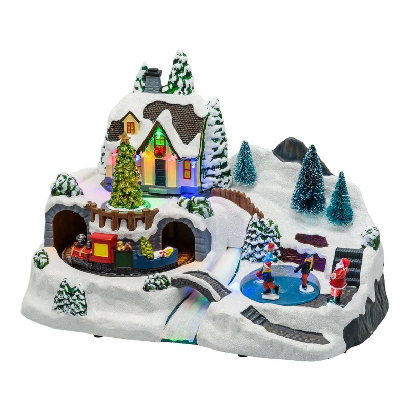 Enchanted Forest LED Christmas Scene | Light-up Village with Movement - 37cm
