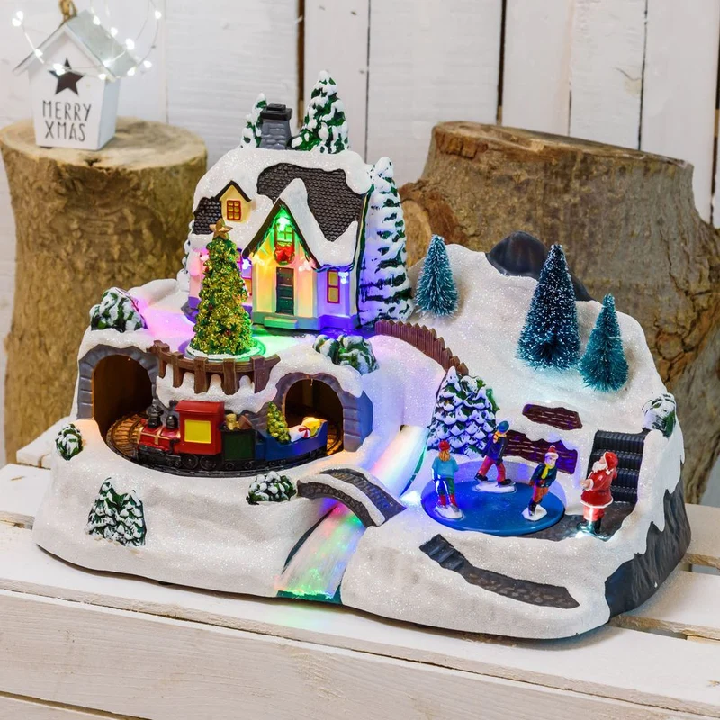 Enchanted Forest LED Christmas Scene | Light-up Village with Movement - 37cm