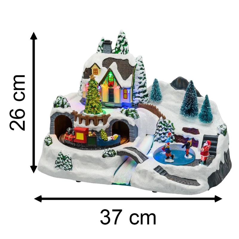 Enchanted Forest LED Christmas Scene | Light-up Village with Movement - 37cm
